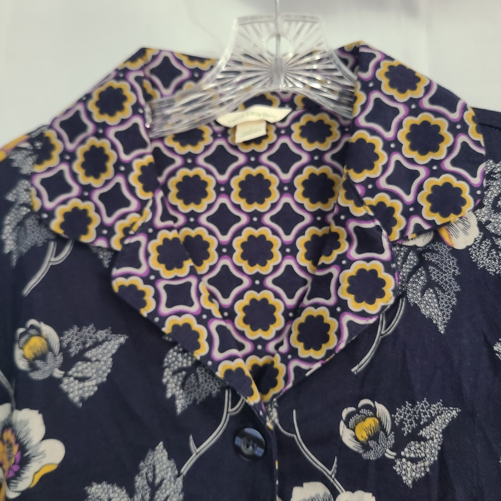 NWT Vera Bradley Sz S Floral Leaf Notch Collar Button Top Pull On Bottom PJ Set - Picture 4 of 13